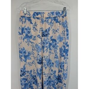 Women's Anthropologie Relaxed Lounge Pants Blue‎ and White Floral Small